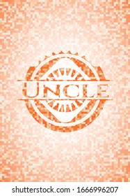 Emblema de mosaico naranja abstracto con fondo
