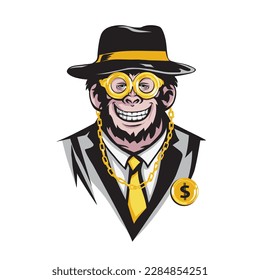 Uncle ape rich illustration vector