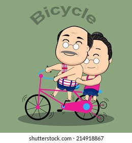 Uncle and Aunt used bicycle vector