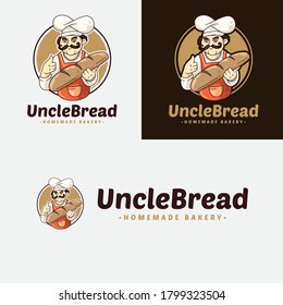 Uncle Bakery Cartoon Logo Vector