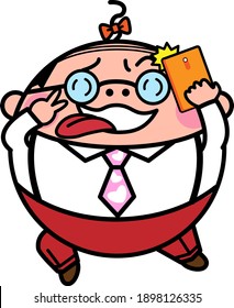 Uncle bald selfie smartphone glasses illustration material