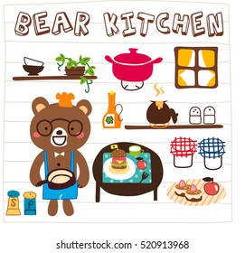 uncle bear in the kitchen doodle cartoon