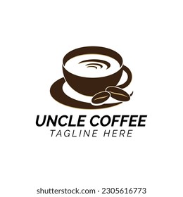 Uncle Coffee cup and coffee beans logo