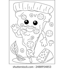 uncle fun pizza coloring book page for kids or grown adults coloring book mindful relaxation activity