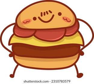 Uncle Hamburger, with a big smile and an air of confidence, radiates warmth and joy in this captivating illustration.