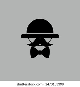 Uncle with Hat Beard and Neck Tie Vintage and Hipster Style Design Logo Template Wallpaper