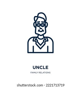 uncle icon from family relations collection. Thin linear uncle, person, male outline icon isolated on white background. Line vector uncle sign, symbol for web and mobile