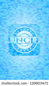 Uncle light blue emblem with triangle mosaic background