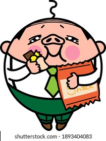 Uncle Metabo Bald Gluttonous Office Worker Illustration Material
