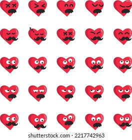 Uncle Moustache Valentine Emoji Red Heart