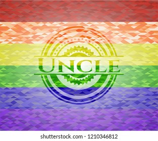 Uncle on mosaic background with the colors of the LGBT flag