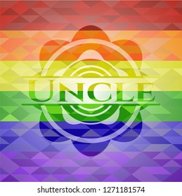 Uncle on mosaic background with the colors of the LGBT flag