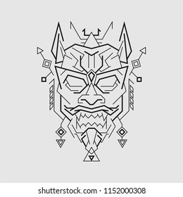 Uncle Oni Mask Line art style