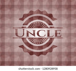 Uncle red seamless emblem with geometric pattern.