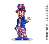 Uncle Sam 4th of july American independence day mascot cartoon