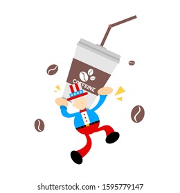 uncle sam america and drink coffee beverage cartoon doodle flat design style vector illustration