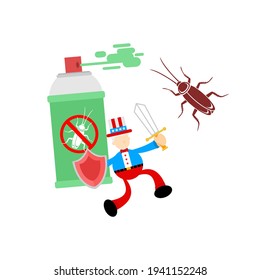 uncle sam america eradicate cockroach bug spray insecticide cartoon doodle flat design style vector illustration