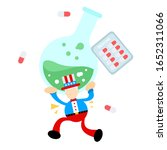 uncle sam america and experiment laboratory medicine drug health cartoon doodle flat design style vector illustration