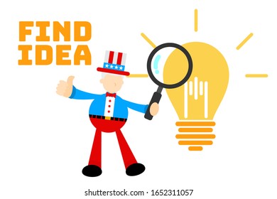 Ilustración de diseño plano de ideas de tío sam y lámpara buena utilización para la presentación