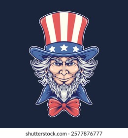 uncle sam american culture vector illustration for tshirt design, logo, or stickers