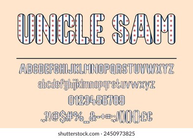 Uncle Sam with American Flag Color Font Set