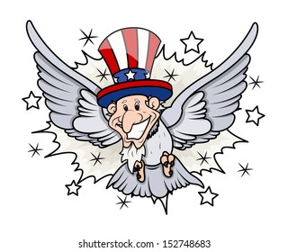 Uncle Sam as a bird - 4th of July Vector
