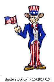 Uncle Sam Bring America's Flag Vector Object