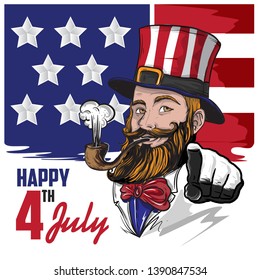 uncle sam character for celebrating 4 july