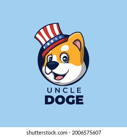 Diseño del logotipo de la mascota de dibujos animados del tío Sam Dog American Patriot