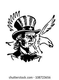 Uncle Sam With Eagle - Retro Clipart Banner