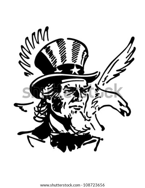 Uncle Sam Eagle Retro Clipart Banner Stock Vector (Royalty Free) 108723656