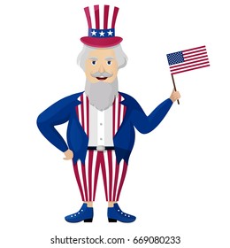 Uncle Sam, Happy Independence Day USA. Fourth of July. Vector illustration EPS10.