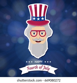 Uncle Sam, Happy Independence Day USA. Fourth of July. Vector illustration EPS10.
