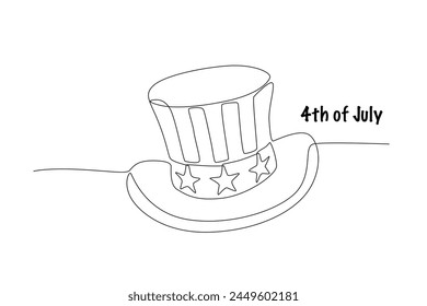 Uncle sam hat .4th of july concept one-line drawing