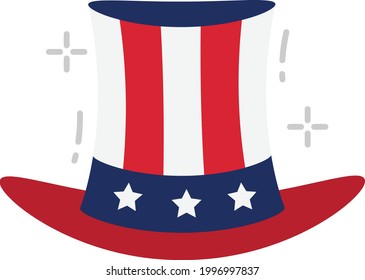 Uncle Sam hat Concept, national personification Vector color Icon Design, American culture and traditions Symbol, United States Social Sign, US Arts and literature Stock illustration