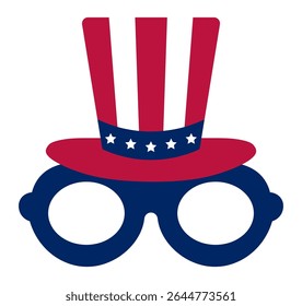 Uncle Sam hat and glasses prop celebrating Independence Day, adding a fun and festive touch to patriotic parties and USA themed events, embodying the spirit of freedom and unity