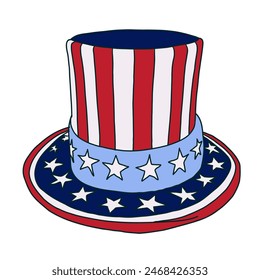 Uncle Sam hat, hand drawn vector illustration.