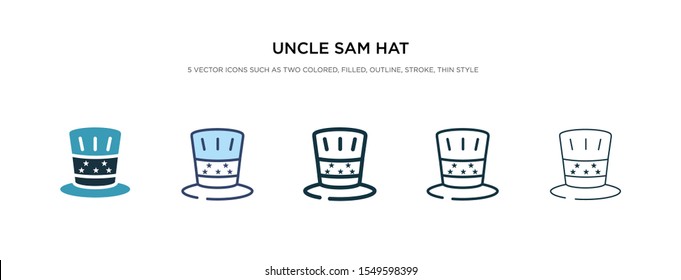 uncle sam hat icon in different style vector illustration. two colored and black uncle sam hat vector icons designed in filled, outline, line and stroke style can be used for web, mobile, ui