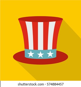 Uncle Sam hat icon. Flat illustration of uncle Sam hat vector icon for web