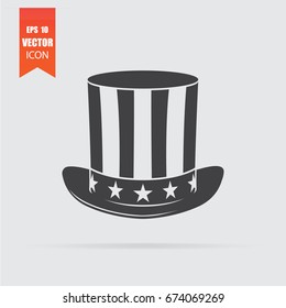 Uncle Sam hat icon in flat style isolated on grey background. For your design, logo. Vector illustration.