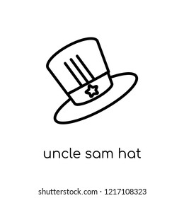 uncle sam hat icon. Trendy modern flat linear vector uncle sam hat icon on white background from thin line Political collection, outline vector illustration