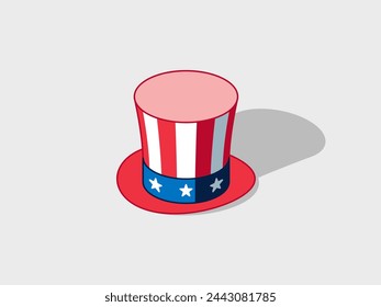 Uncle Sam hat isometric vector illustration with shadow, american hat