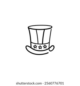 Uncle Sam Hat Line Style Icon Design