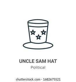 Uncle sam hat outline vector icon. Thin line black uncle sam hat icon, flat vector simple element illustration from editable political concept isolated stroke on white background