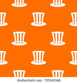Uncle sam hat pattern repeat seamless in orange color for any design. Vector geometric illustration