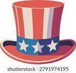 Uncle sam hat with stars and stripes pattern american