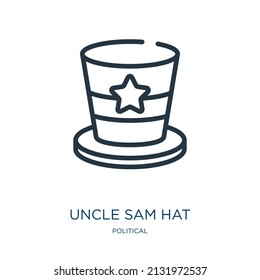 uncle sam hat thin line icon. usa, stripes linear icons from political concept isolated outline sign. Vector illustration symbol element for web design and apps.