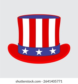 Uncle Sam Hat Vector with American Flag Pattern