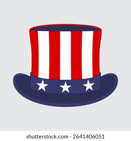 Uncle Sam Hat Vector with American Flag Pattern