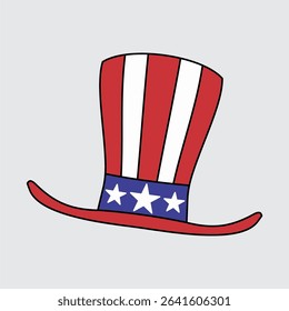 Uncle Sam Hat Vector with American Flag Pattern